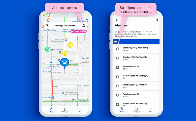 Alarme de ponto - App Fretadão