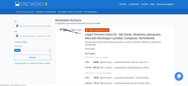 Resultados da busca - Fretadão