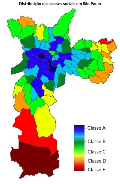 Distribuição das classes sociais em São Paulo - Fonte: IBGE